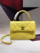 Chanel CC Top Handle Flap Bag in Original Lambskin - Lemon & Gold-Tone Metal