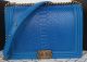High Quality Boy Chanel Flap Shoulder Bag Blue Python Leather A67087 Gold