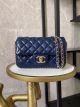Chanel Classic Lambskin Handbag with Imitation Pearls and Gold Metal - Blue