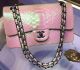 Chanel 2.55 Series Flap Bag Authentic Snake Leather Pink A1112