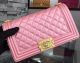 Chanel Boy Flap Shoulder Bag in Pink Calfskin Leather - A8708 Gold