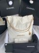 1:1 Chanel 22 Handbag in Shiny Calfskin & Gold-Tone Metal (AS3262) White & Gold