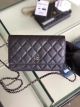 Chanel Grained Calfskin Wallet on Chain in Pearlescent Black