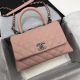 Chanel Classic Pink Top Handle Bag with Cannage Pattern A92290 Silver - JW5375