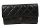 Chanel Tri-Fold Wallet Black Sheepskin A31506 Silver