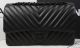 Chanel 2.55 Flap Bag Sheepskin Leather Chevron Quilting Black A1112