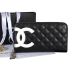 Best Replica Chanel Zip Around Wallet White CC Logo A50078 Black
