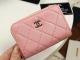 Chanel Classic Grained Calfskin & Gold-Tone Metal Card Holder in Pink