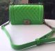 Boy Chanel Flap Shoulder Bag Sheepskin Leather A67189 Green with Classic Quilting Pattern