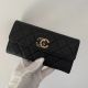 Chanel Calfskin Leather & Gold-Tone Metal Wallet AP1895 Black