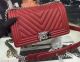 Chanel Boy Flap Bag in Original Chevron Nubuck Leather - Burgundy (A5708)
