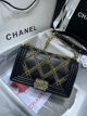 Black BOY CHANEL Handbag in Crumpled Calfskin & Gold-Tone Metal A67086