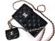 Chanel Black Card Holder with Chain and Gold-Tone Metal AP2033