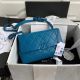 Chanel Blue Grained Calfskin Flap Bag AS2303 with Lacquered Metal