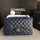 High-Quality Chanel Flap Shoulder Bag in Dark Blue Original Lambskin Leather CF1113 Gold