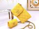 Chanel Yellow Card Holder with Chain and Gold-Tone Metal AP2033