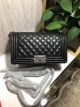 Chanel Boy Flap Sheepskin Leather Black Shoulder Bag A67086 Silver