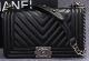 Boy Chanel Flap Shoulder Bag with Herringbone Stitching in Black