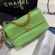 Chanel 19 Green Crocodile Leather Flap Bag AS1160
