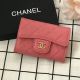 Chanel Classic Card Holder A31504 in Pink Gold-Tone Metal