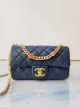 Chanel Navy Lambskin Flap Bag with Resin and Gold-Tone Metal