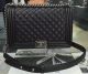 Boy Chanel Flap Bags in Original Black Cannage Pattern - A67088 Silver