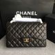 Imitation Chanel Flap Shoulder Bags in Black Original Lambskin Leather CF1113 Gold, High Quality JK5755