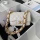 Chanel 2022 Spring/Summer Small Flap Bag in Lambskin with Gold-Tone Metal - White