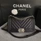 Boy Chanel Original Chevron Leather Black Bag