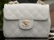 Chanel Classic Mini Flap Bag in White Cannage Pattern Gold A1115