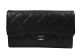 Chanel Tri-Fold Wallet Black Original Cannage Pattern A31506 Silver
