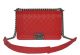 Chanel Red Cannage Pattern Leather Boy Flap Shoulder Bag A67086 Silver