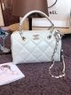 Chanel White Bowling Bag with Classic Quilted Design and Chain Strap