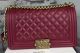 Chanel Boy Flap Shoulder Bag in Burgundy Sheepskin Leather A67086