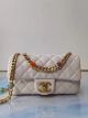 Chanel White Lambskin Flap Bag with Resin & Gold-Tone Metal AS2380