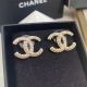 Fake Chanel Earrings with CC Logo and Rhinestones