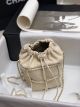 Chanel White Lambskin Drawstring Bag with Gold Metal Hardware AS2388