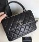 Chanel Classic Top Flap Bag in Black Sheepskin Leather A92236 Silver