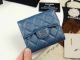 Chanel Calfskin Leather Wallet & Gold-Tone Metal: A82288 Blue