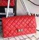 Chanel Classic Flap Bag in Red Original Leather CHA8575 Silver