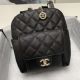Chanel Grained Calfskin & Gold-Tone Metal Backpack AS0003 Black N8816