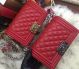 Chanel Boy Flap Shoulder Bag Red A67085 Cannage Pattern