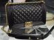 Chanel Boy Flap Shoulder Bag Black Calfskin Leather A8708 Bronze