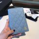 Chanel Calfskin Leather Gold-Tone Metal Wallet Light Blue
