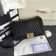 Boy Chanel Flap Bag Chevron Leather A67086 Black