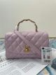 Replica Chanel Mini Flap Bag with Top Handle in Purple - AS2478