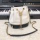 High-quality Replica Chanel Drawstring Bag in White Calfskin & Gold-Tone Metal AS0373