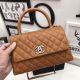 Chanel Classic Top Handle Bag in Brown Original Leather with Silver Hardware A92991
