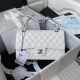 Chanel Classic White Lambskin Handbag with Silver Metal - A01112