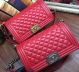 Chanel Boy Flap Shoulder Bag in Red Sheepskin Leather A67086